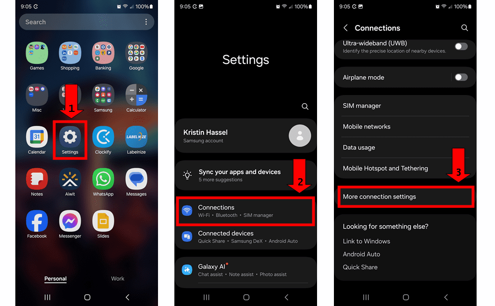Connections From The Menu