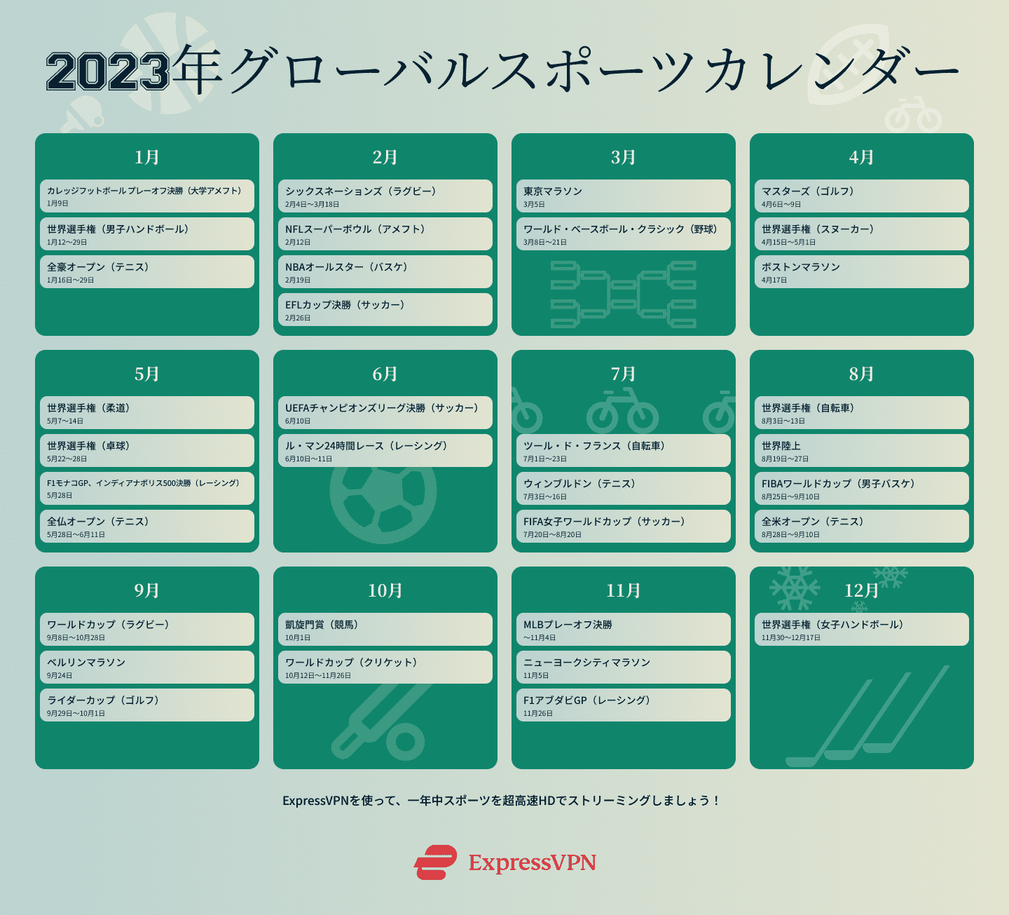 2023年グローバルスポーツカレンダー
