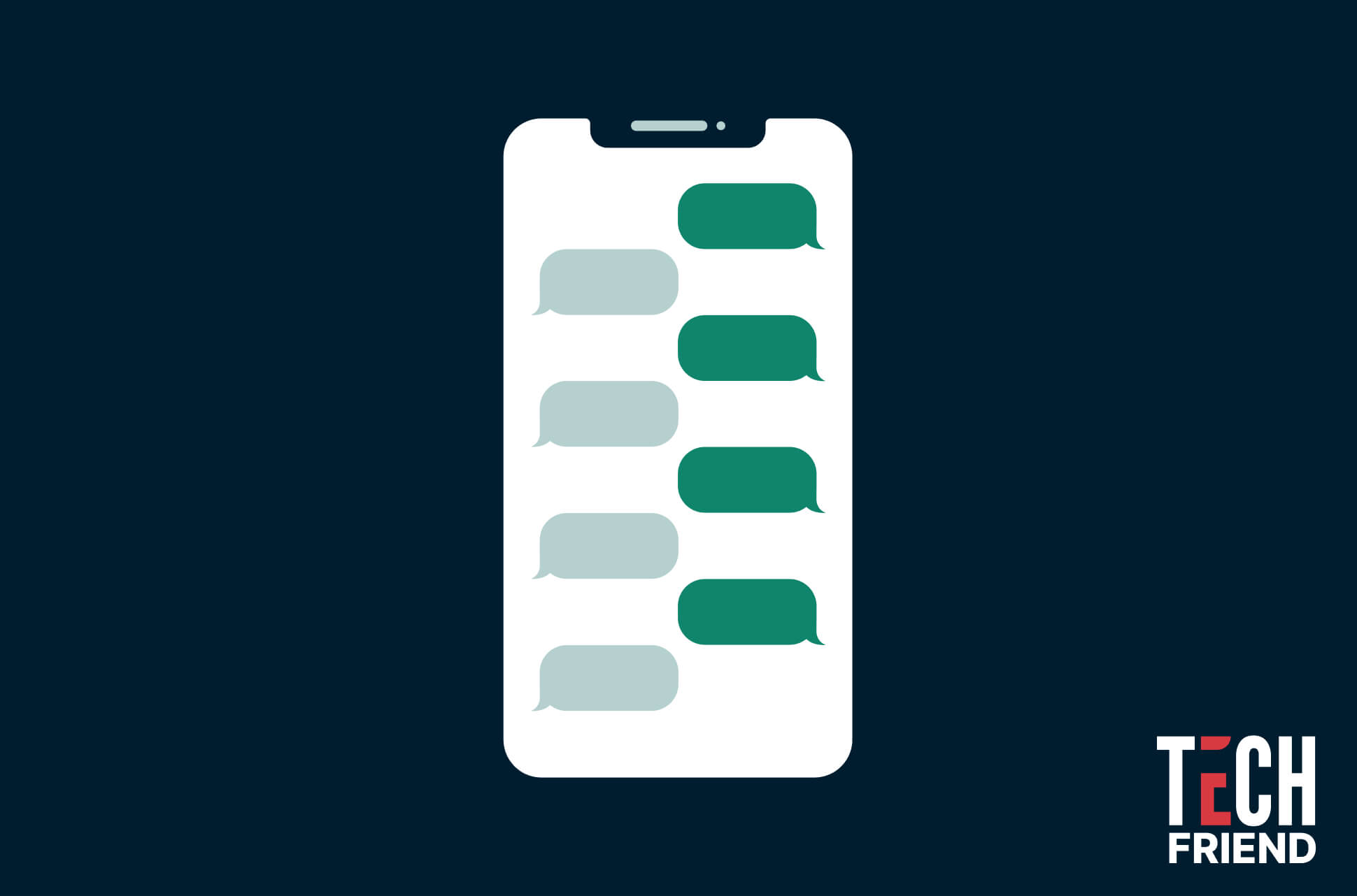 Phone with messaging app speech bubbles.