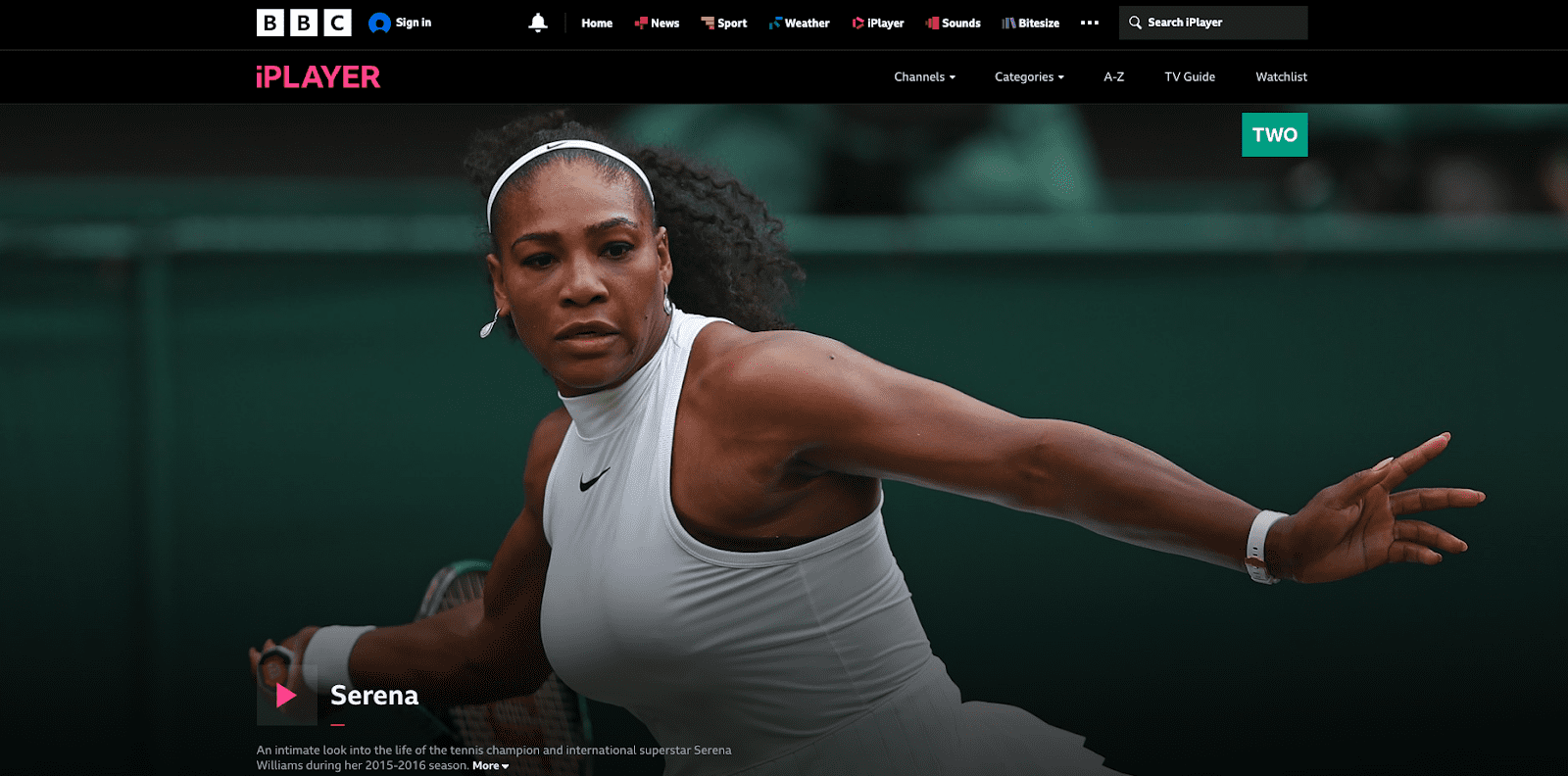 Screenshot of BBC iPlayer