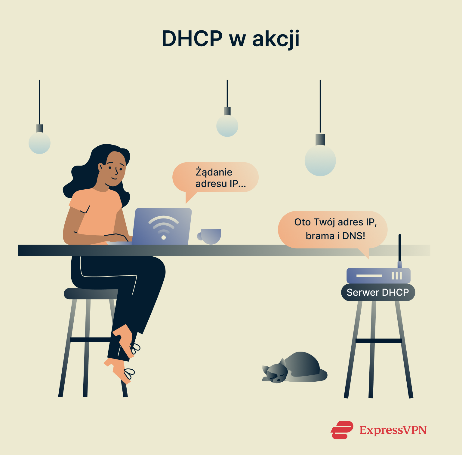 Illustration showing DHCP in action.