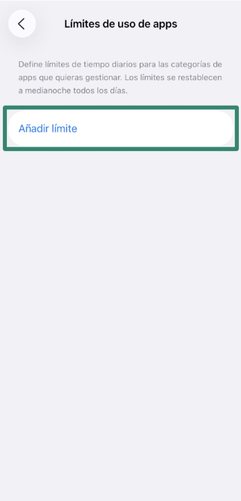 App Limits screen with “Add Limit” button highlighted on iPhone.