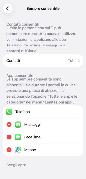 Always Allowed apps screen with selected apps.