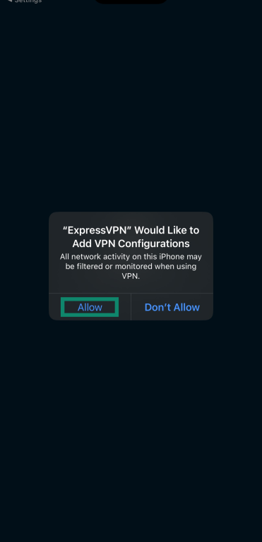 Allowing ExpressVPN to add VPN configurations on iOS