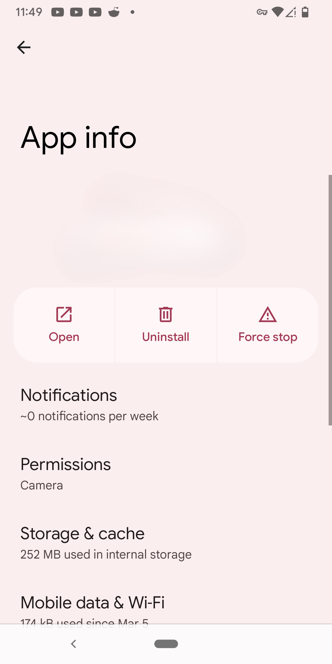 A generic app's App info screen on Android.