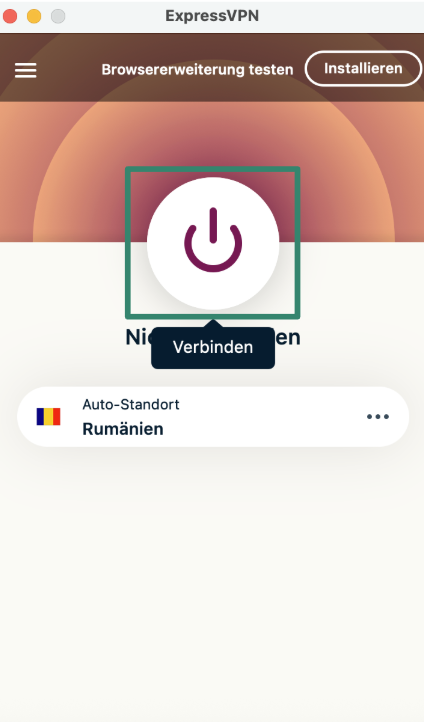 Connecting to ExpressVPN on macOS.