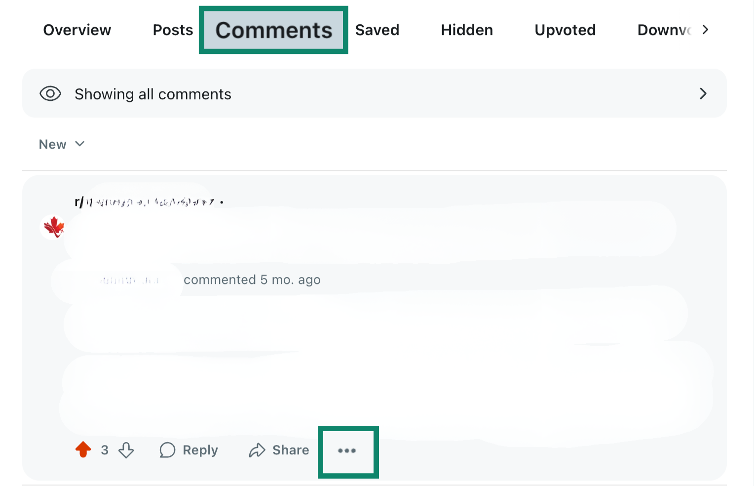 Reddit web comments page.