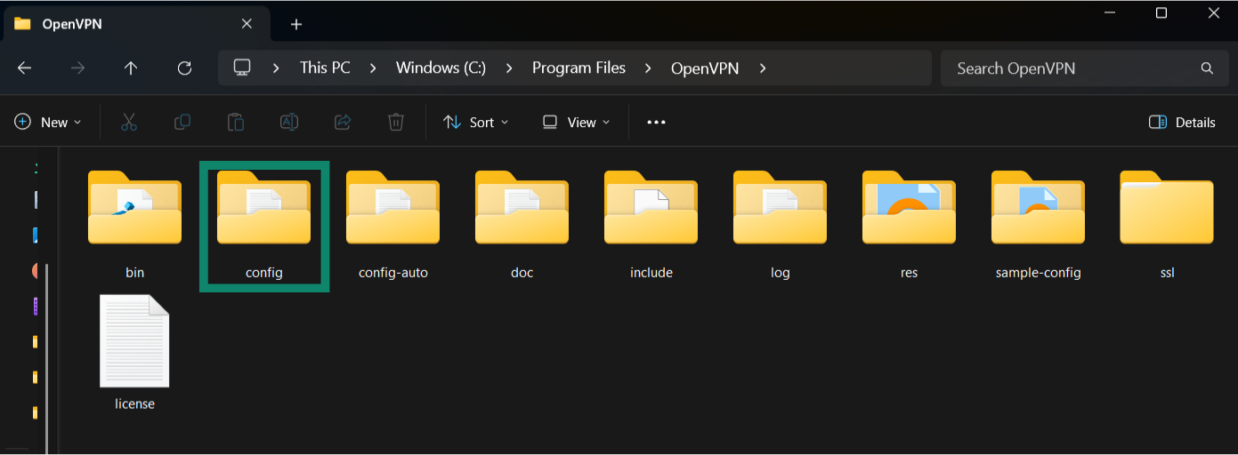Accessing OpenVPN GUI client config folder.