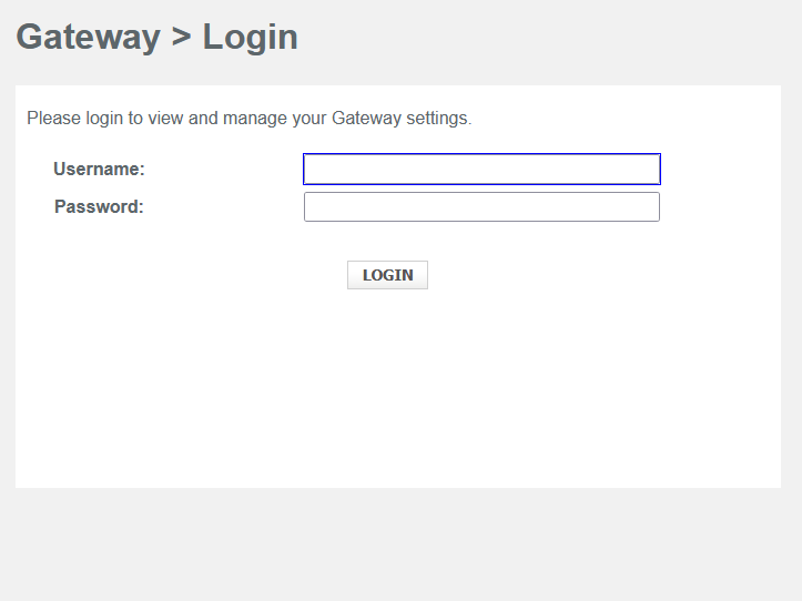 A screenshot showing the login menu for a router control panel.