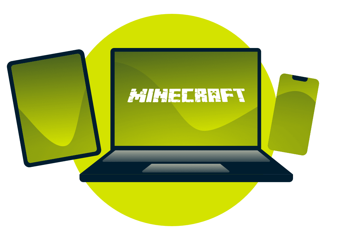 Une panoplie d'appareils avec le logo Minecraft