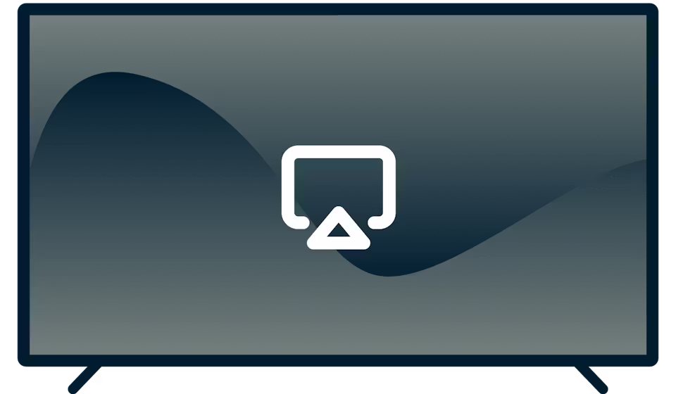 テレビに表示されたAirPlayのロゴ。