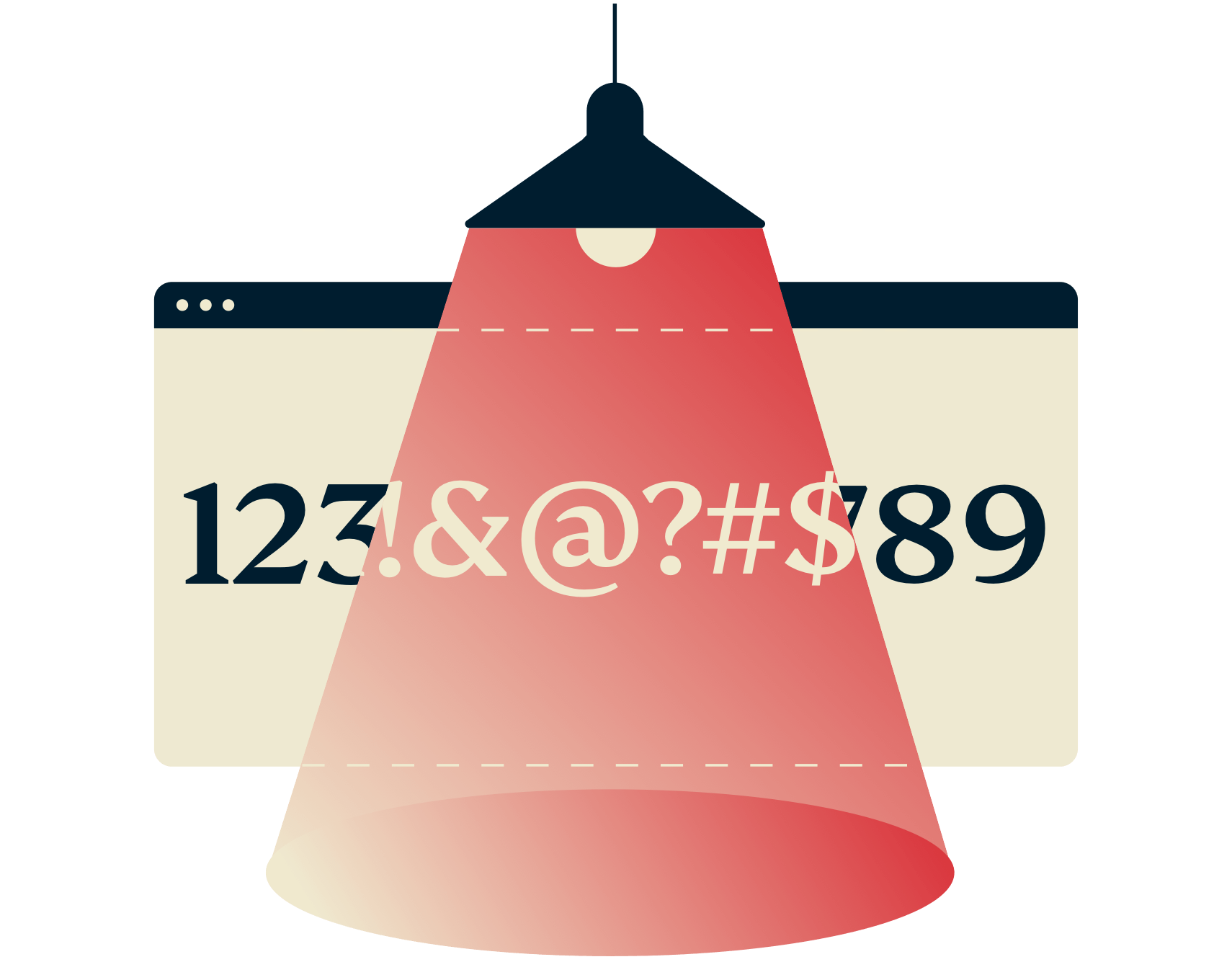 암호화된 텍스트를 표시하는 램프.