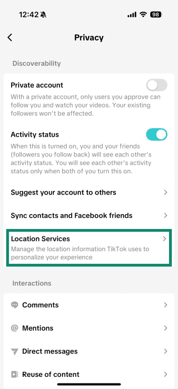 Open the Location Services tab found within Privacy.