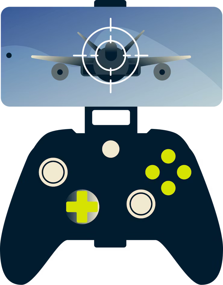 A smartphone game with controller accessory.