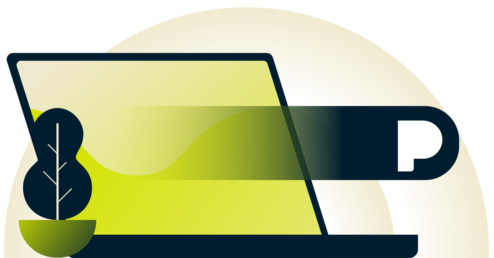 Elettä esittävä Pandora-kuvake, joka liikkuu kannettavan yli.