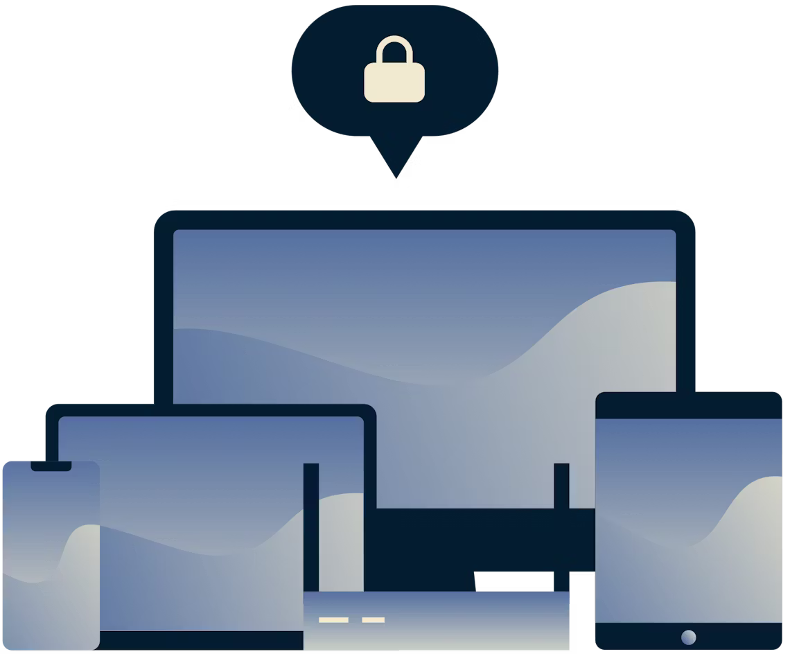 錠前が入った吹き出しがある端末。