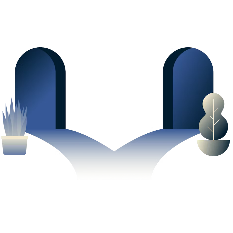 Ścieżka prowadząca do pary drzwi.