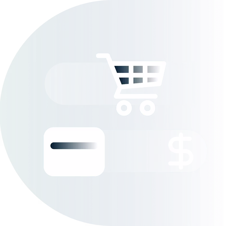 Einkaufswagen, Kreditkarte und Währungszeichen