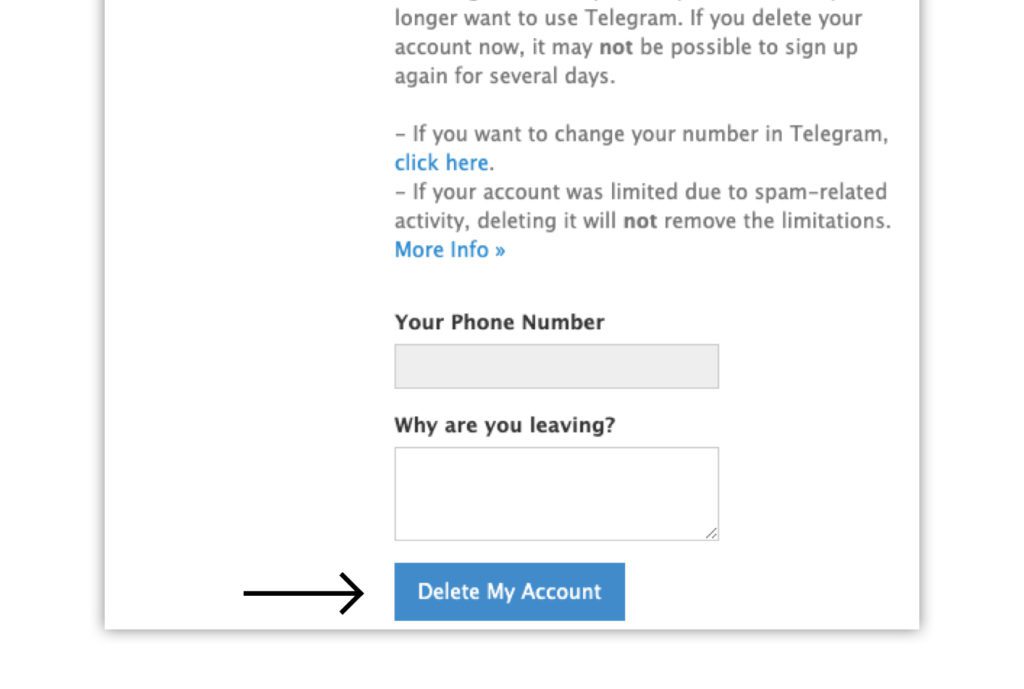 Telegramアカウントを削除