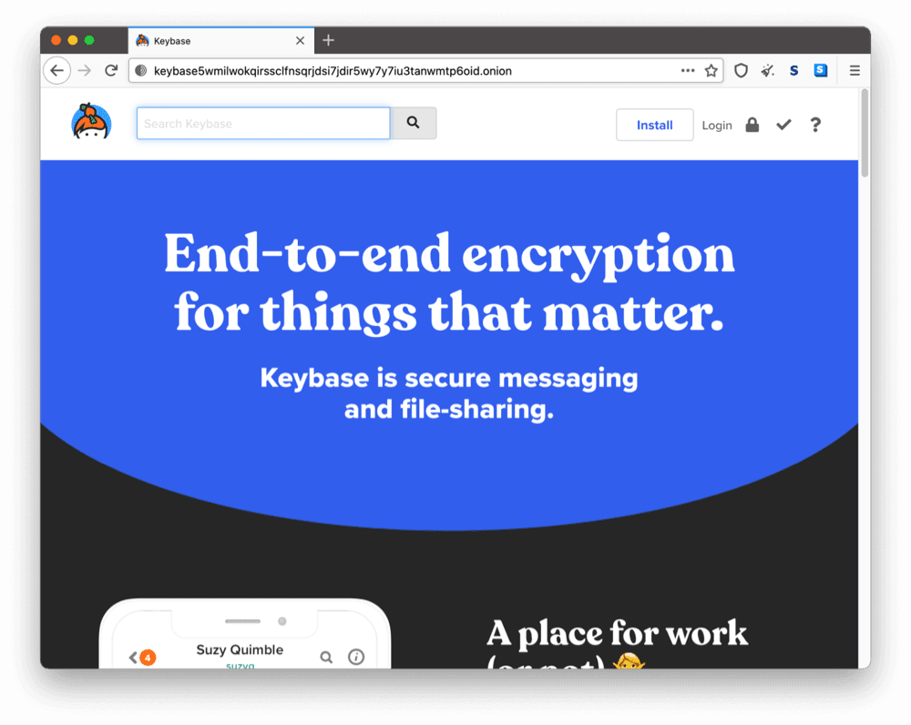 Keybaseのダークウェブ上のオニオンサイト
