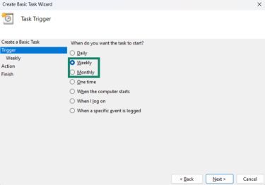 Setting up regular cleanups using the Task Scheduler in Windows.