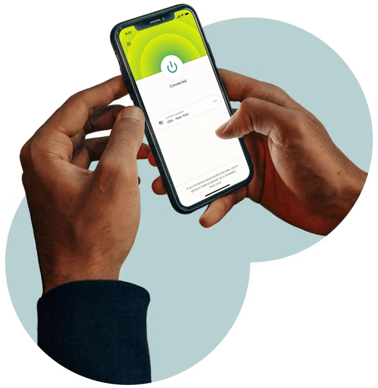 Someone using a phone with ExpressVPN. 